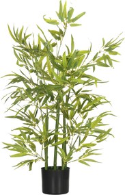 HOMCOM Plantă Artificială de Bambus Înaltă de 90 cm cu 504 Frunze din PEVA și PP Verde cu Ghiveci de Ciment Ø15x12.5 cm | Aosom Romania