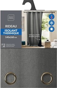 Draperie gri antracit termoizolantă din catifea reiată 140x260 cm Madison – douceur d'intérieur