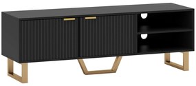 HOMCOM Mobilier TV banc TV pentru televizor de până la 70 de inch - dulap cu 2 uși canelate, compartiment deschis și trecere cabluri | Aosom Romania