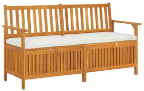 vidaXL Bancă de depozitare cu pernă, 148 cm, lemn masiv de acacia