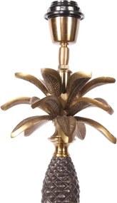 Bază pentru lampă de masă din aluminiu, auriu, cu trunchi de palmier și coroană de frunze, finisaj antichizat, 95 x 20 cm, „Palmeraie”