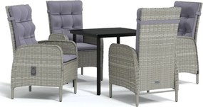 vidaXL Set de servit masa pentru grădină, 5 piese, gri și negru