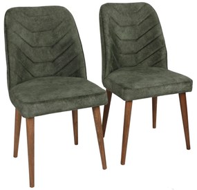 Set 2 scaune Dafne (Nuc + Verde închis). 1073152