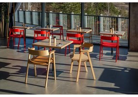 Scaun de dining în culoare naturală cu cotiere din lemn de stejar Flip – Gazzda