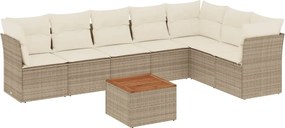 vidaXL Set canapele de grădină, 8 piese, cu perne, bej, poliratan