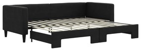 3196575 vidaXL Pat de zi cu extensie, negru, 80x200 cm, textil