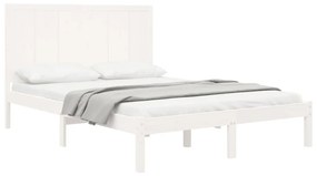 Cadru pat, alb, 140x190 cm, lemn masiv de pin Alb, 140 x 190 cm