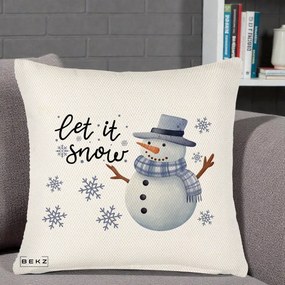 Perna Decorativa Let It Snow Om de Zapada, 40x40 cm, Crem Reliefat, Husa Detasabila, Perna Inclusa, BEKZ®