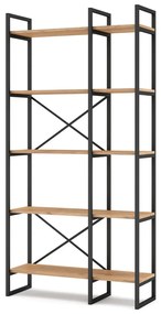 Etajeră negru/natural cu aspect de lemn de stejar 87,5x175 cm Dusan – Marckeric