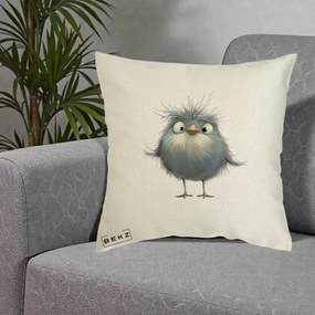 Perna Decorativa Pui Gri Pufos Zbarlit, 40x40 cm, Ecru, Husa Detasabila, Perna Inclusa, BEKZ®