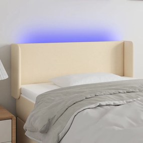 vidaXL Tăblie de pat cu LED, crem, 103x16x78/88 cm, textil