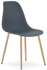 Scaun Bucatarie/Dining Velo Plus Gri Picioare Metalice Finisaj Lemn