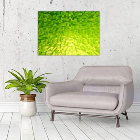 Tablou pe sticlă cuburilor galbenverzui (70x50 cm)