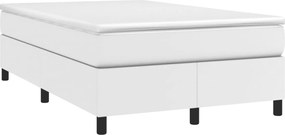 vidaXL Pat box spring cu saltea, alb, 120x190 cm, piele ecologică
