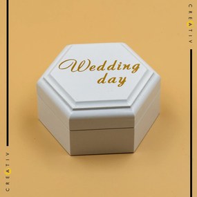 Cutie pentru verighete hexagonala Wedding day