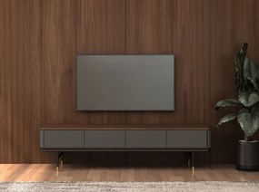 Comoda TV deosebita design LUX Dark Grey-Walnut 200x45cm