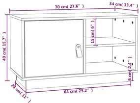 Comoda TV, 70x34x40 cm, lemn masiv de pin 1, Maro