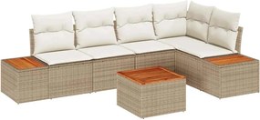 vidaXL Set de canapele pentru grădină 6 pcs bej și crem Rattan poli