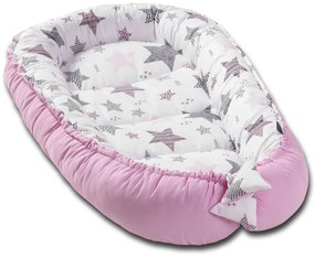 Cosulet bebelus pentru dormit Kidizi Baby Nest Cocoon 90x50 cm Pink Stars