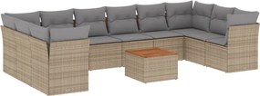 vidaXL Set canapele de grădină, 11 piese, cu perne, bej, poliratan