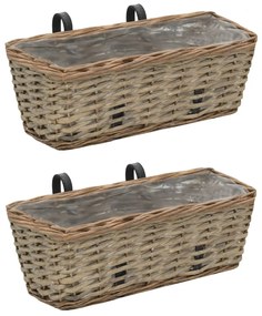 vidaXL Jardinieră de balcon, 2 buc., 40 cm, răchită căptușeală PE