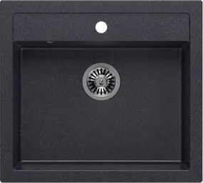 Chiuveta compozit incastrata Quadron Unique Bill 110 negru diamant - inox 60x54 cm