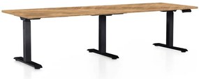 Masă înălțime reglabilă OfficeTech Long, 240 x 80 cm, picioare negre, stejar auriu