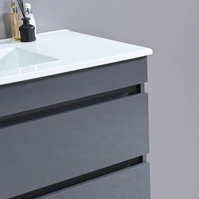 Mască de baie Cube 100 cu chiuvetă ceramică, 2 sertare, gri antracit