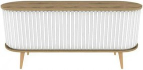 Comoda TV STOR, alb/stejar, PAL melaminat, 140x43x64 cm