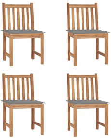 vidaXL Scaune de grădină cu perne, 4 buc., lemn masiv de tec
