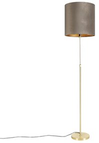 Lampă de podea auriu / alamă cu abajur de catifea taupe 40/40 cm - Parte