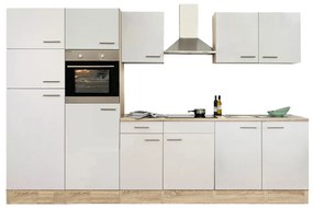 Mobilă de bucătărie Yorki 330, corp din stejar Sonoma, cu față alb satinat