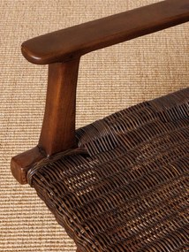 Scaun dining, maro, din rattan si lemn de tec, Otis