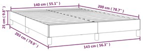 Cadru de pat, crem, 140x200 cm, piele ecologica Crem, 25 cm, 140 x 200 cm