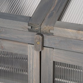 Outsunny Mini-seră, seră mică cu cadru din lemn, ferestre și uși duble, 3 rafturi, 70L x 50W x 120H cm, gri | Aosom Romania