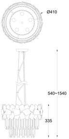 Lustră de cristal pe lanț Brilagi MIRAGE 5xE14/40W/230V