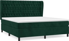 vidaXL Pat box spring cu saltea, verde închis, 180x200 cm, catifea