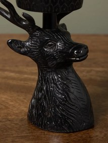 Suport de lumanare, tip pastila, negru, din alama, Deer