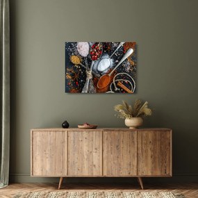 Tablou pe sticlă cu linguri cu condimente (70x50 cm)
