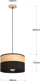 Pendul cu cablu ALBA 1xE27/15W/230V, Ø 20 cm, negru/maro