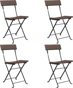 vidaXL Scaune de bistro pliante, 4 buc., maro, poliratan și oțel