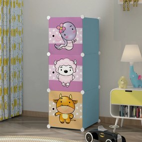 Dulap Modular Copii, 3 Usi, D5521, Albastru