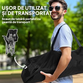 Outsunny Scaun de Camping Pliabil cu 2 Suporturi pentru Pahare și Buzunare Laterale, 99x71x103 cm, Gri | Aosom Romania