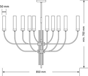Candelabru modern realizat manual din alama Mussa 10L