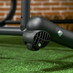 Outsunny Șezlong dublu pentru 2 persoane, incl. perne și baldachin, 200 cm x 139 cm x 140 cm, Gri închis | Aosom Romania