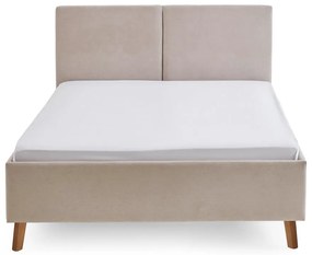 Pat matrimonial bej tapițat cu somieră 140x200 cm Piano – Meise Möbel