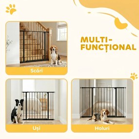 PawHut Poartă pentru Câine Extensibilă cu Deschidere Amplă, Poartă de Siguranță din Oțel și Plastic, 76-107x76 cm, Negru | Aosom Romania