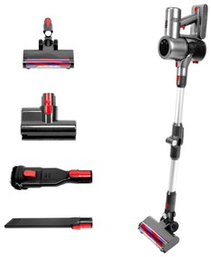 Aspirator vertical Oliver Voltz OV51001L, Manual, Li-ion 2500 mAh, 25.9 V, 3 Viteze, Filtru HEPA, 0.7 L, Sistem Ciclon, Gri