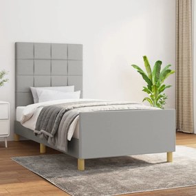 3125017 vidaXL Cadru de pat cu tăblie, gri deschis, 90x190 cm, textil