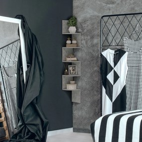 HOMCOM Raft de Colț de Perete în Formă Zigzag 20L x 20l x 126Î cm 5 Nivele Lemn Gri | Aosom Romania